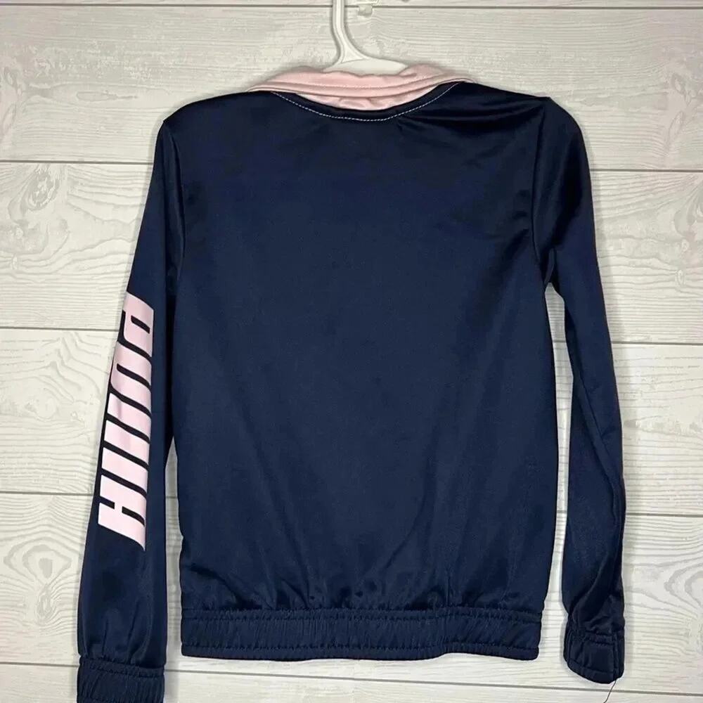 PUMA Girls Navy Pink Track Jacket & Gray Tank Top Set Size 5 Activewear Outfit - Picture 5 of 11
